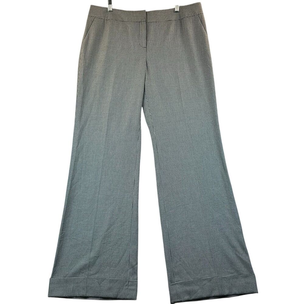 Semantiks Pants Women's Sz 14 Houndstooth Wide Leg Cuff Black White Faux Pockets